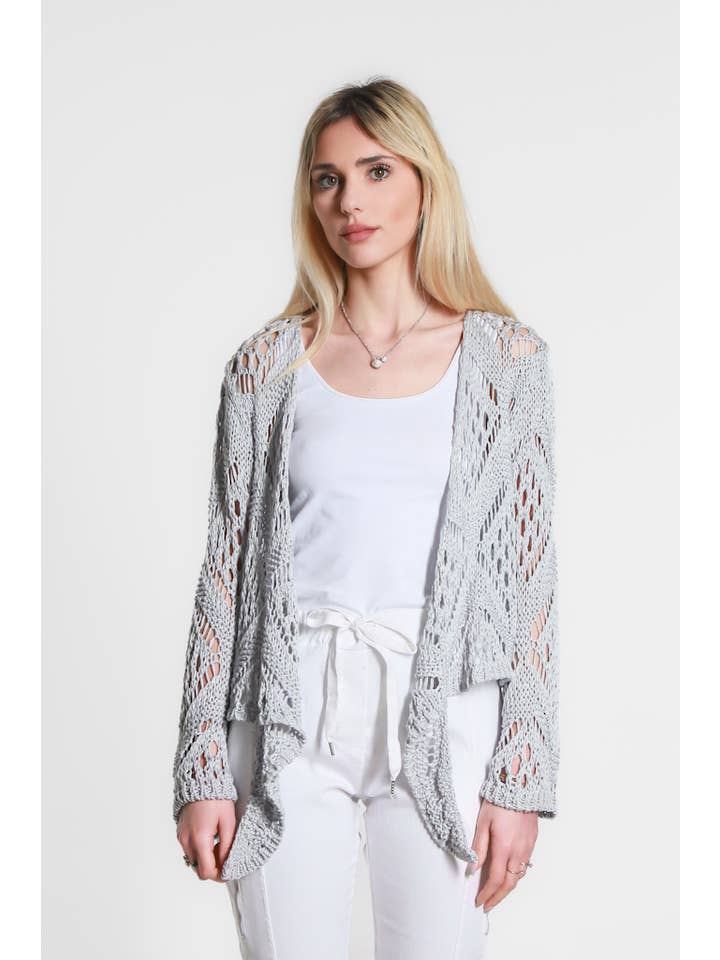 TINA Stephens Italy/Tees By Tina - Vente Cardigan – femme - Boléro Kandra en tricot ouvert à nouer sur le devant (CLS303)23