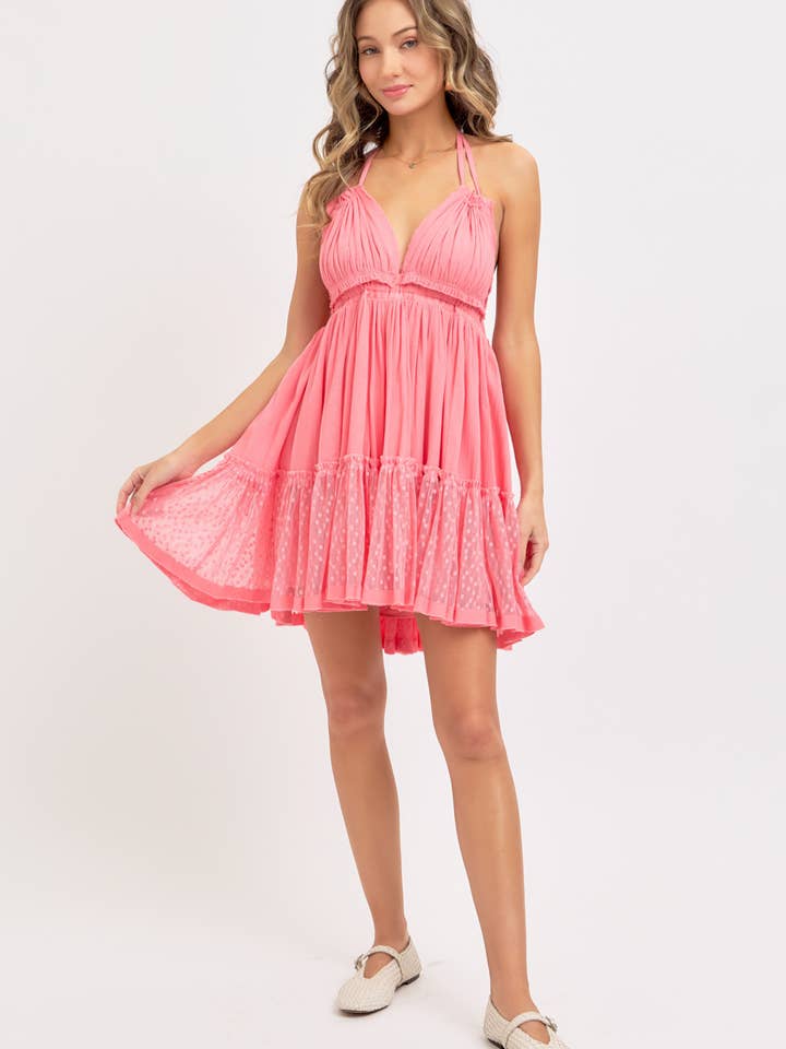 Sweet Lovely by Jen - Wholesale Dress - Women's - HALTER OPEN BACK BILLOWY MINI DRESS4