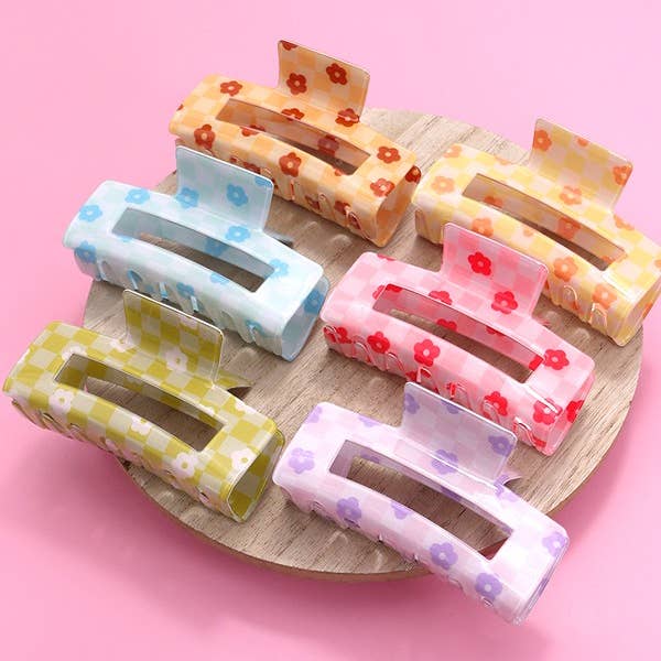 JOSSLYN by wall to wall - Wholesale Hair Clip - Women's - DAISY CHECKER HAIR CLAW CLIPS | 40H7273