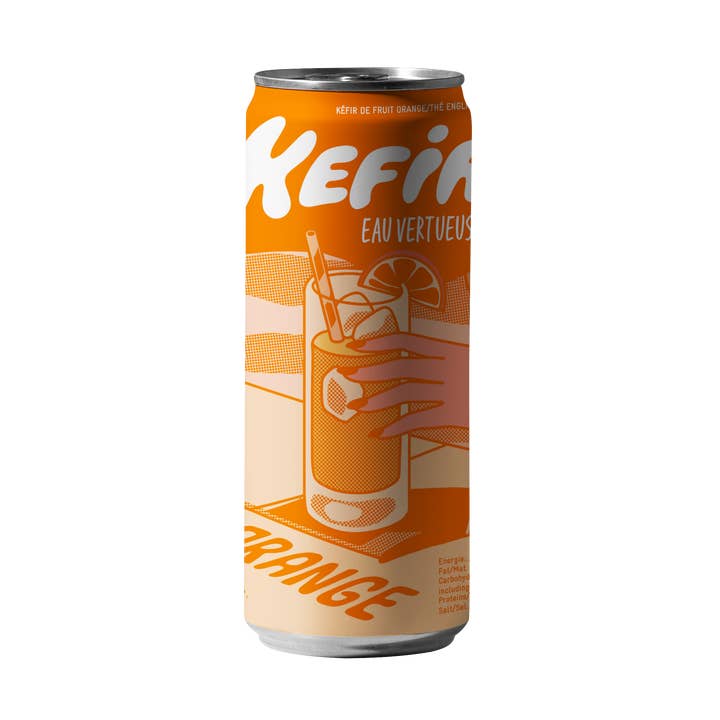 Kéfir Eau Vertueuse - Wholesale Kombucha - Virtuous Water Kefir with Orange & Organic English Breakfast Tea0