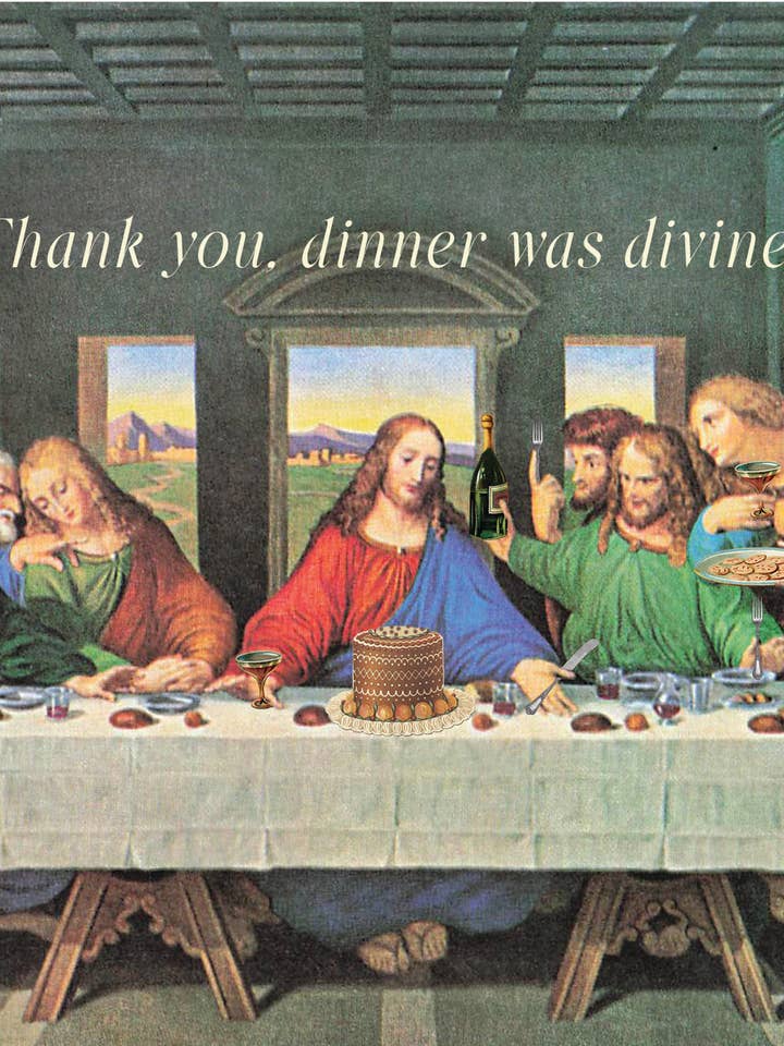 Thank you, dinner was divine 5x7 Greeting Card for wholesale by P. Flynn Design / Phun House