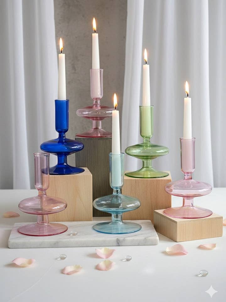 Handblown Trumpetin Candle Holders for wholesale by Arabazaar Gallery LLC