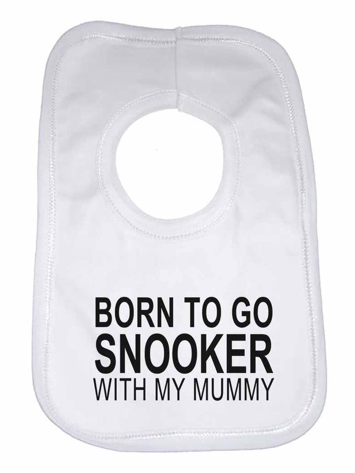 Born to Go Snooker with My Mummy Boys Girls Baby Bibs for wholesale by Little Ratbag