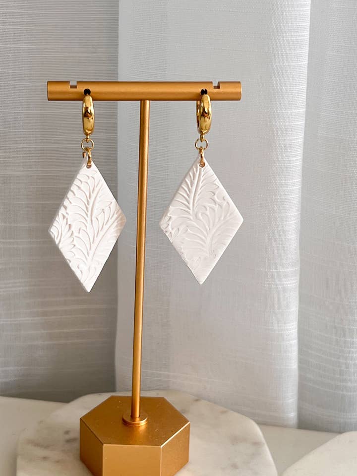 White diamond filigree dangles for wholesale by Free to Be Designs by Bri