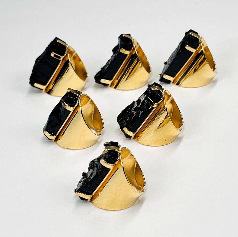 Rock Paradise - Venta al por mayor Anillos grandes/de cóctel - Anillo de cristal turmalina negro4