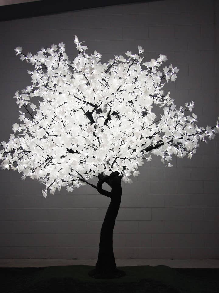 880 Light 7' White Leaf Maple Tree, Warm White LEDs, Black for wholesale by The Light Garden Collection