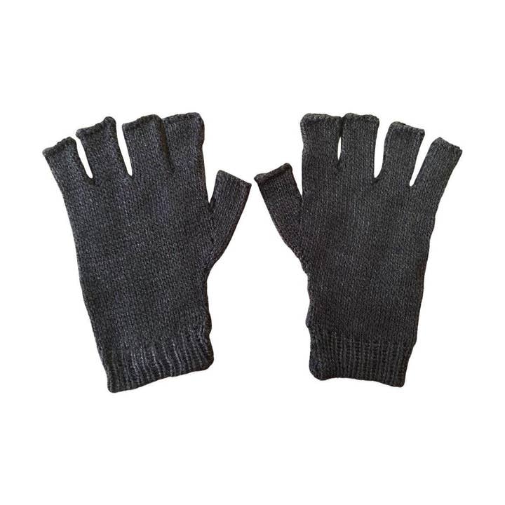 Alpaca Hand Knitted Fingerless Gloves - Black for wholesale by Makers & Providers