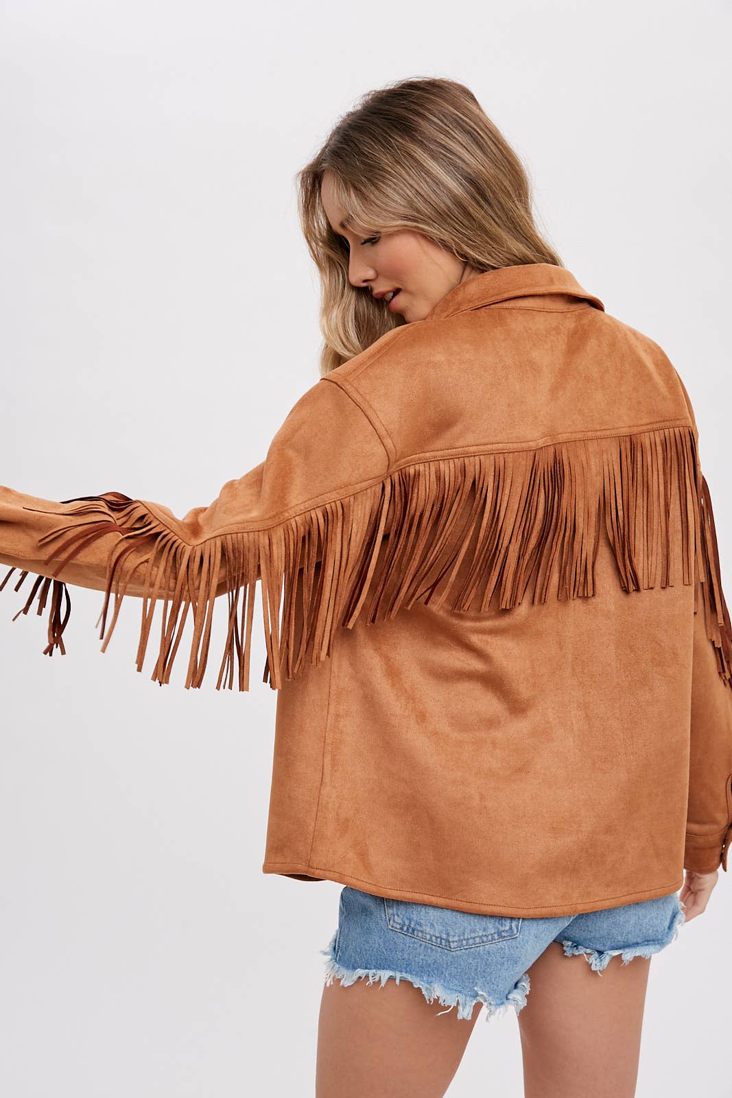 Bluivy - Wholesale Shirt Jacket/Shacket - Women's - VEGAN SUEDE FRINGED SHACKET16