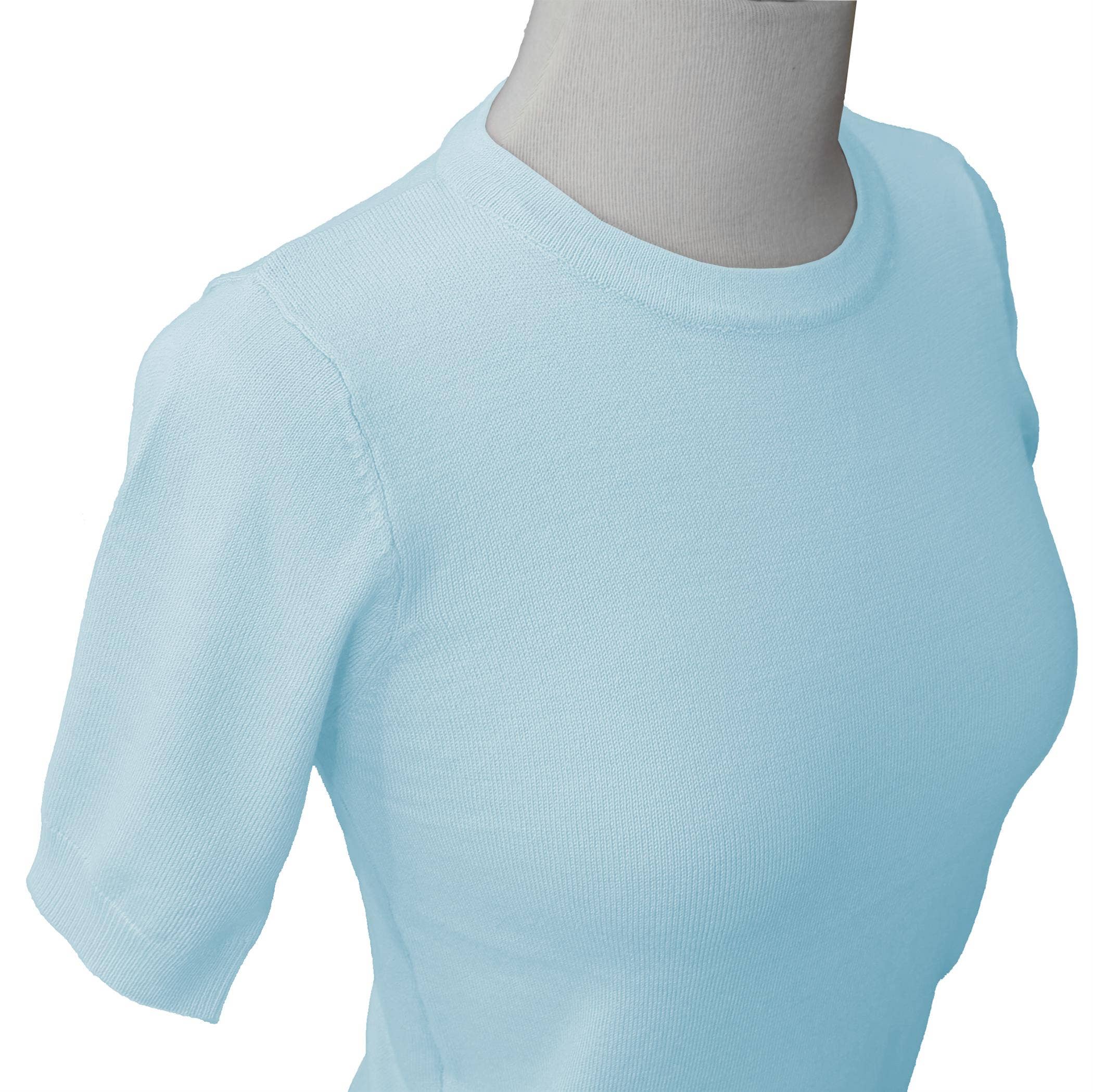 Mak – Engroshandel Strikket top - Dame – Halv-ærmet Crewneck Letvægts blød pullover Tee MK3664Y36