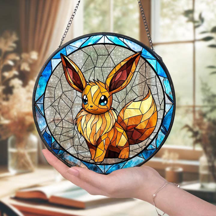 Eevee Pokemon Stained Glass Suncatcher, Pokemon Window Art for wholesale by TMLECOM LTD
