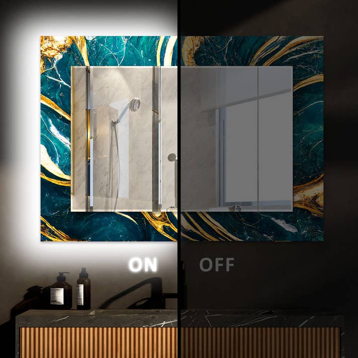 Miroir mural abstrait en verre trempé pour la vente par MyPhotostation