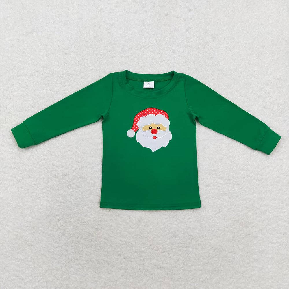 Aier Wholesale - Wholesale T-Shirt - Kids - Baby Boys Green Christmas Santa Tee Shirts Tops0