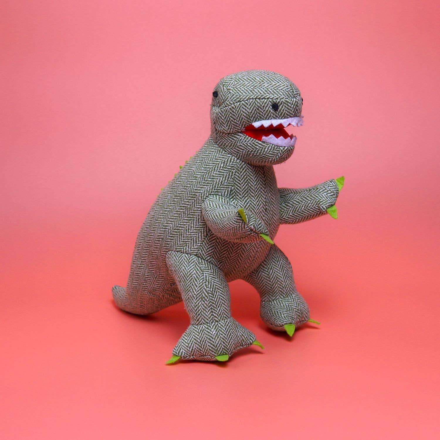Best Years Ltd - Wholesale Stuffed/Plush Toy - Kids & Baby - Tweed T Rex Dinosaur Teddy in Green