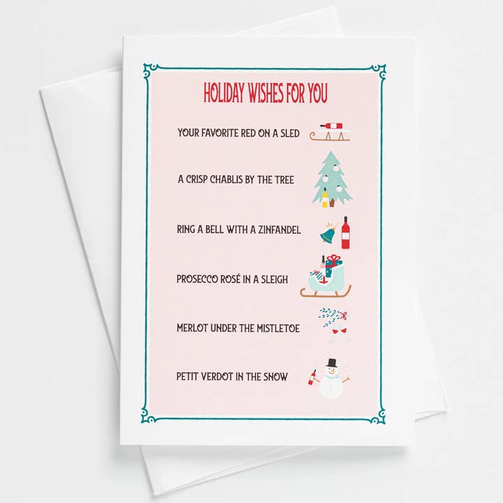 Tarjeta de Felicitación de Deseos de Vino Navideños para venta al por mayor de Questionable Designs