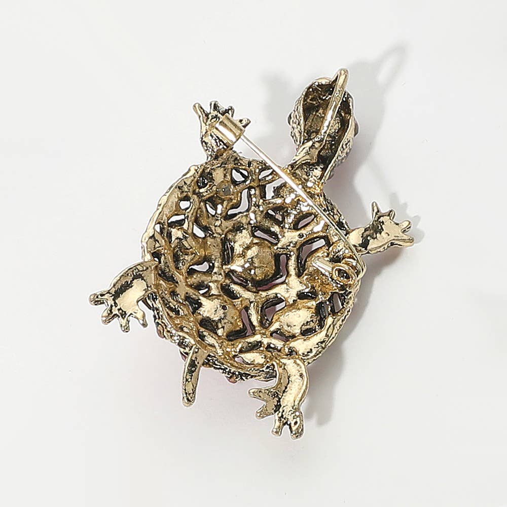 Sensibling Corp. - Venta al por mayor Broches - Broche de Tortuga Marina Adornado con Piedras de Imitación1