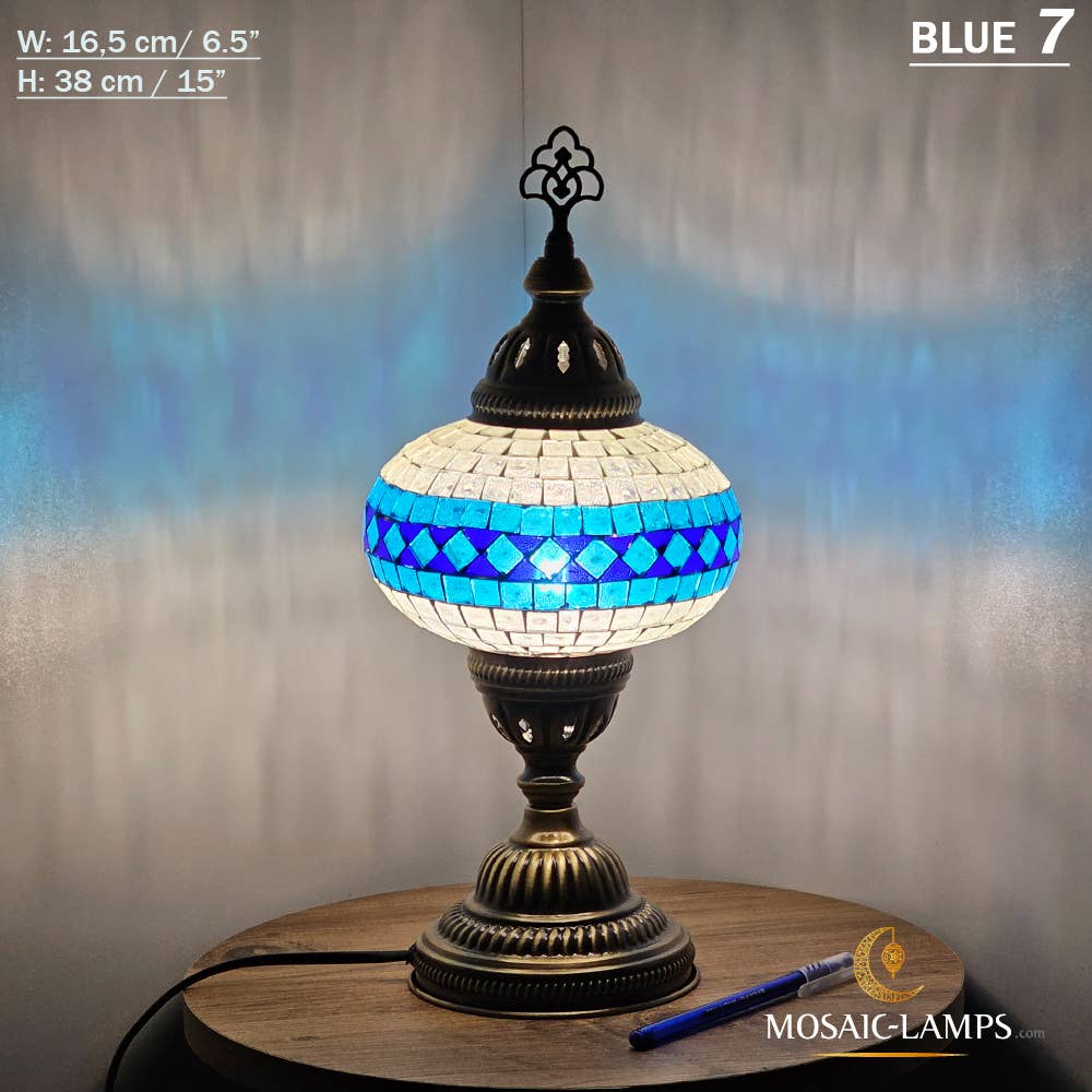 Mosaic Lamps - Vendita all'ingrosso Lampada da scrivania/d'accento - Lampada da tavolo grande a globo con mosaico turco, Marrakec, oltre 10 colori12