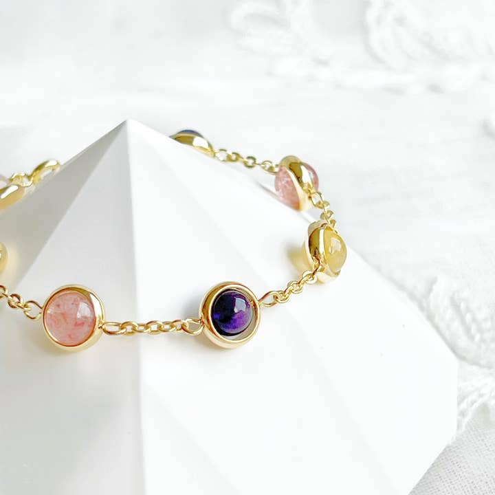 Bracciale in quarzo con ametista, citrino, fragola per la vendita all'ingrosso da parte di Ninaouity