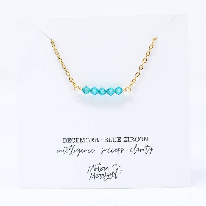 December Birthstone Bar Necklace for wholesale by Modern Merrigold Jewelry Co