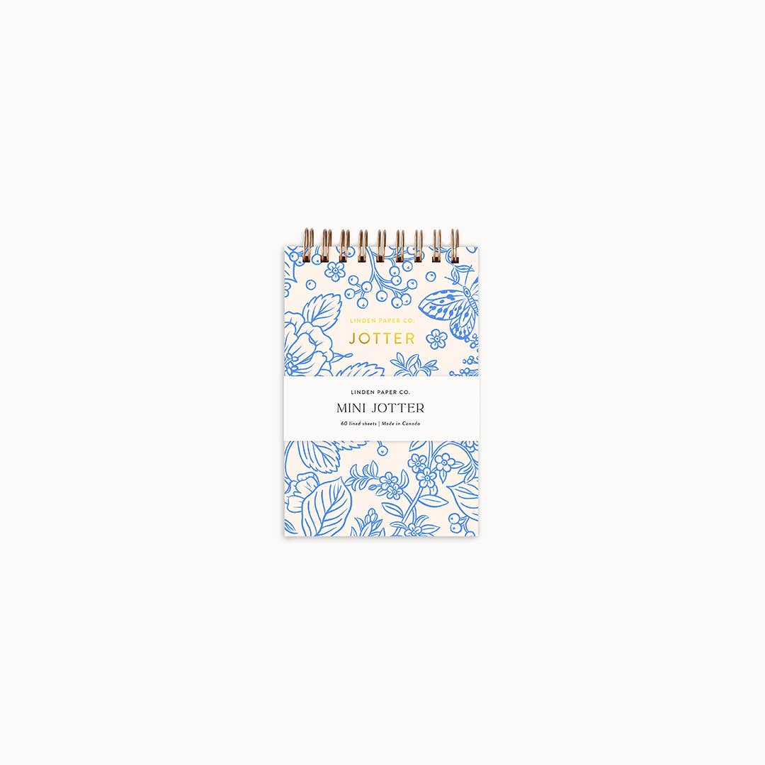 Linden Paper Co. - Wholesale Notebook - Blue Garden Jotter | Mini Spiral Notebook1