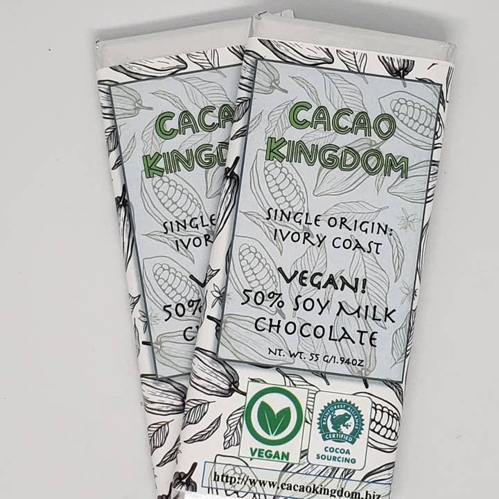 50% Vegan Soy Milk Chocolate, Ivory Coast for wholesale by Cacao Kingdom, LLC
