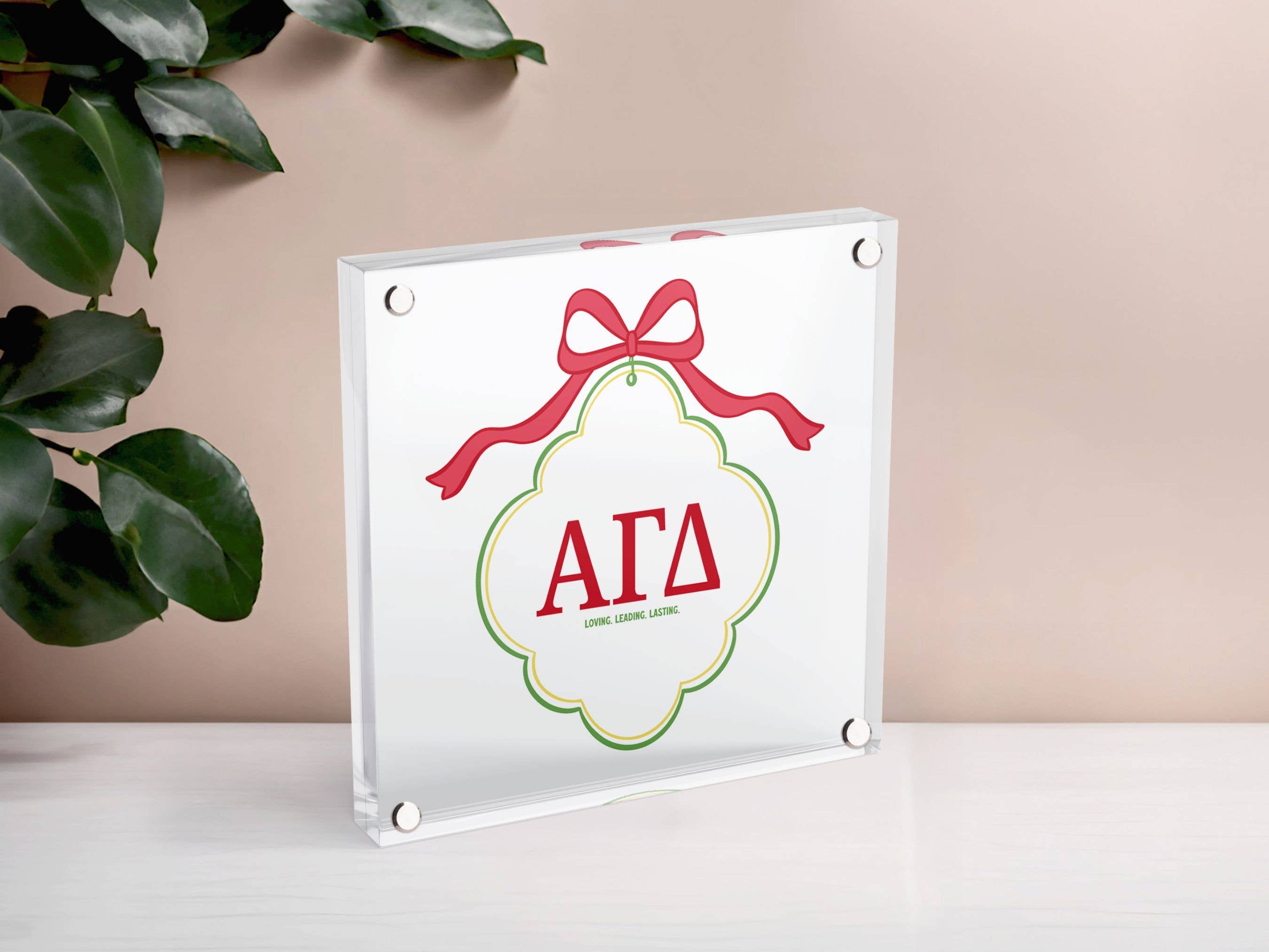Aspen and Lark - Wholesale Decorative Tabletop Object - Alpha Gamma Delta - Scallop Acrylic Block1