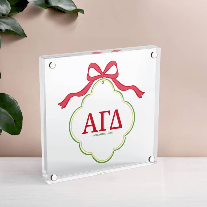 Aspen and Lark - Wholesale Decorative Tabletop Object - Alpha Gamma Delta - Scallop Acrylic Block1