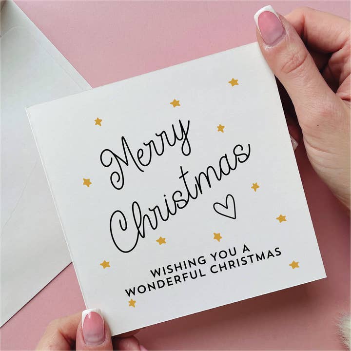 Gold Stars Merry Christmas Card for wholesale by Alphabet Studios