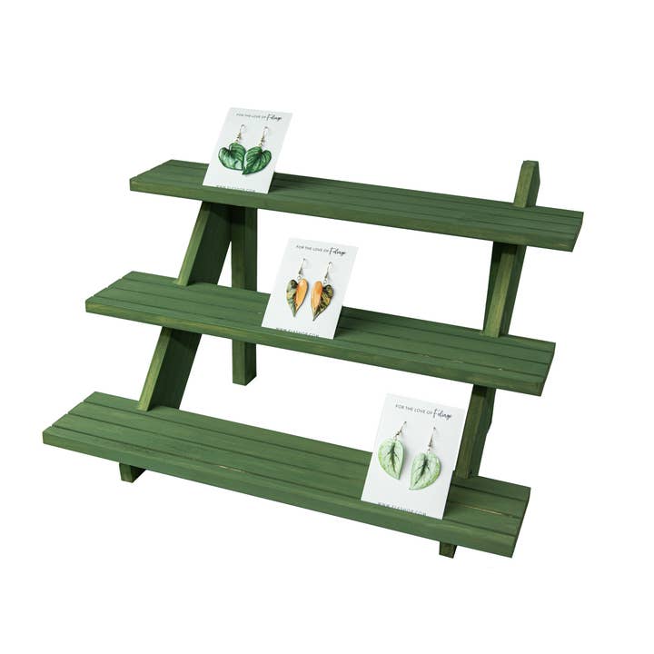 Green Wooden Earring Display - Holds 54 Pairs! for wholesale by For the Love of Foliage