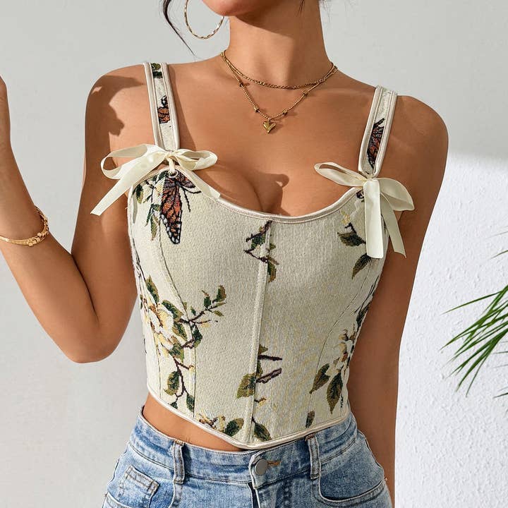 Sexy bloemenprint camisole top slim fit voor alle seizoenen voor wholesale door DREAM VERA APPAREL