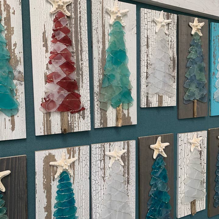 A SEAGLASS CREATION/SALTY SIGNS DESIGNS - Wholesale Artificial Christmas Tree - Shabby Plank Seaglass Christmas Tree - 12in 4