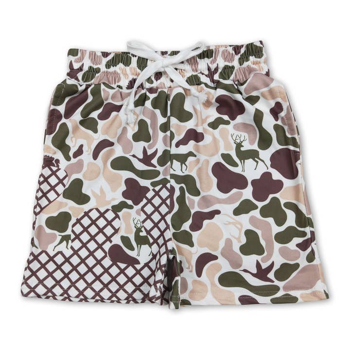 Camo duck deer dog ice cream sprinkle baby boy shorts for wholesale by Yawoo Garments