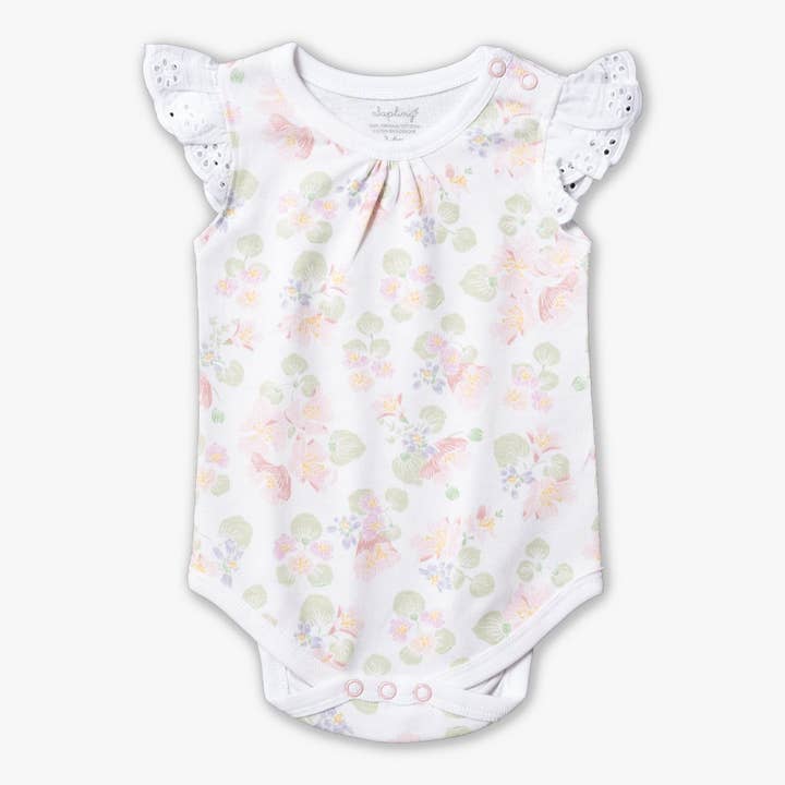 pink white Dune Flowers Lace Baby Bodysuit for wholesale on Faire