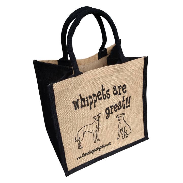 Whippets are Great Bag - Jute Shopping Bag Gift Dog Breed for wholesale by These Bags are Great