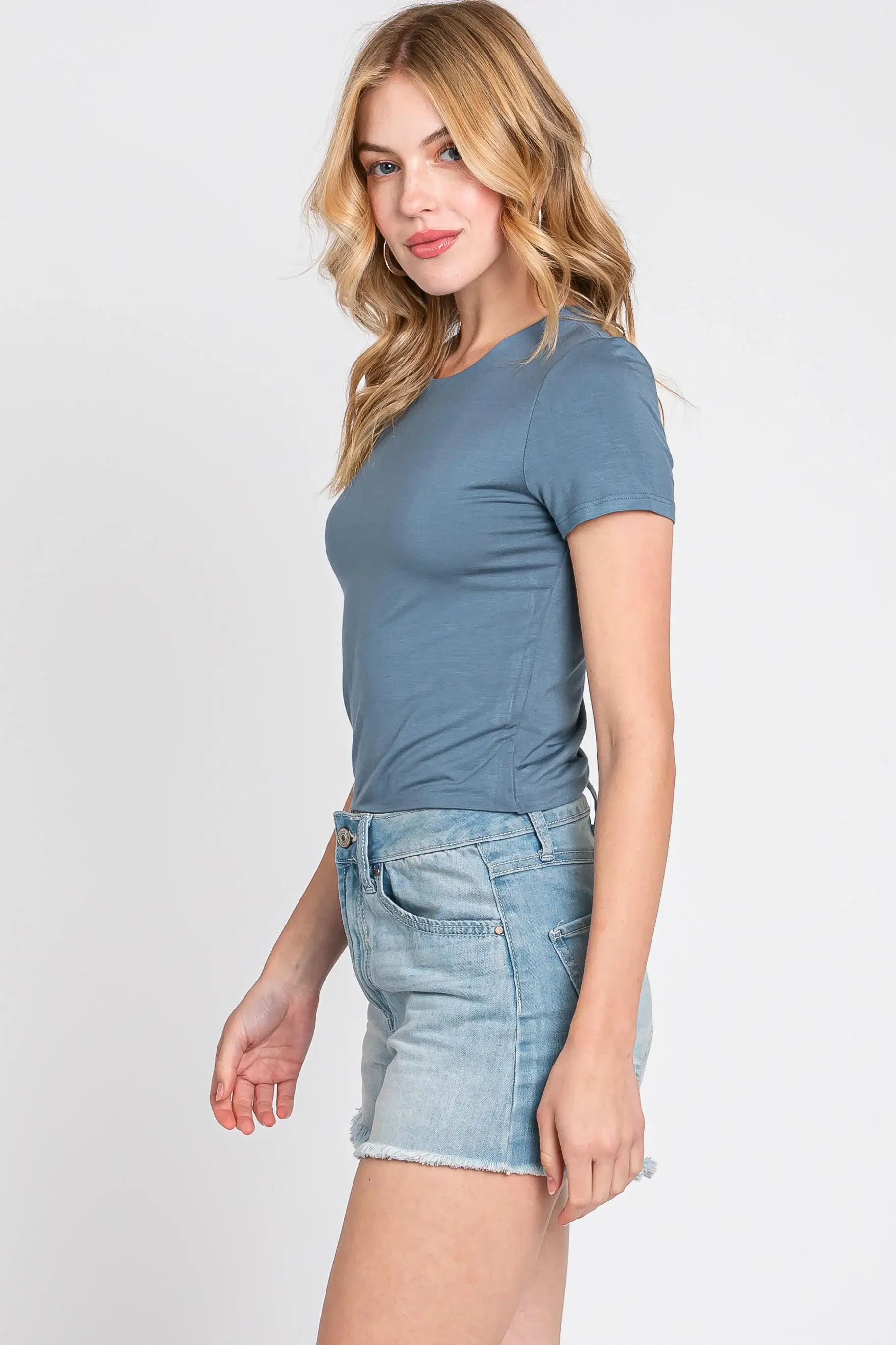 Final Touch - Wholesale Knit Top - Women's - Rayon Modal Basic Crop Top - T3107311