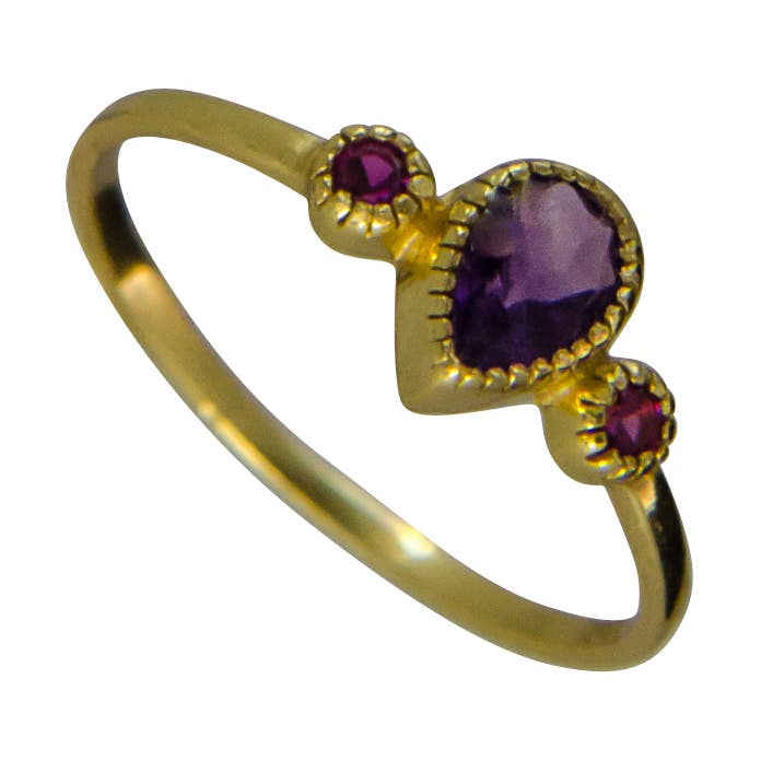 Bague Vermeil Lilli Améthyste et Zircon Cubique Rouge pour la vente par Saraswati Imports
