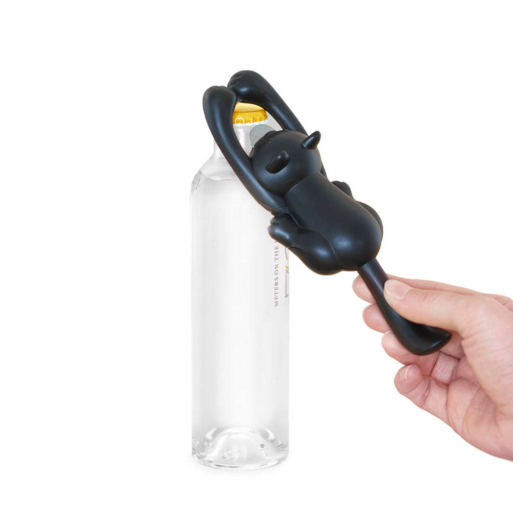 Balvi - Wholesale Bottle/Wine Opener - Curious Cat Bottle Opener, Black, Plastic/Metal2