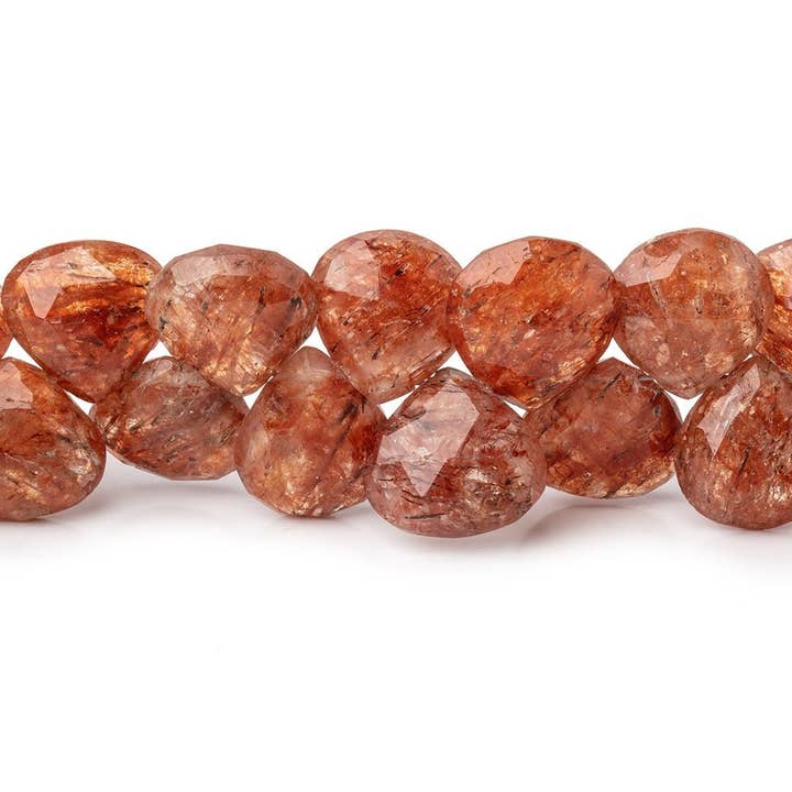 Perlas de corazón facetadas de cuarzo rutilado musgoso de 8-10 mm, 8 pulgadas, 48 piezas para venta al por mayor de Beads of Cambay