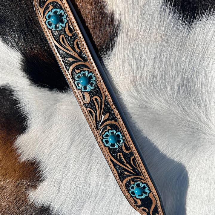 Westrian International - Vente Collier – chien - Collier pour chien en cuir texturé Turquoise Trail3