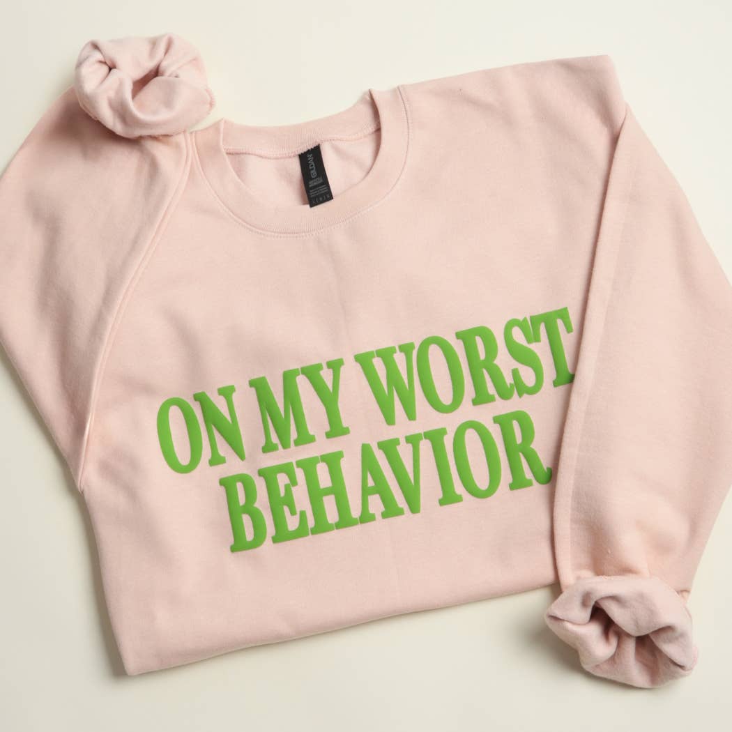 Fashion City - Vendita all'ingrosso Felpa stampata - Donna - FELPA PUFF MIDWEIGHT "ON MY WORST BEHAVIOR"2