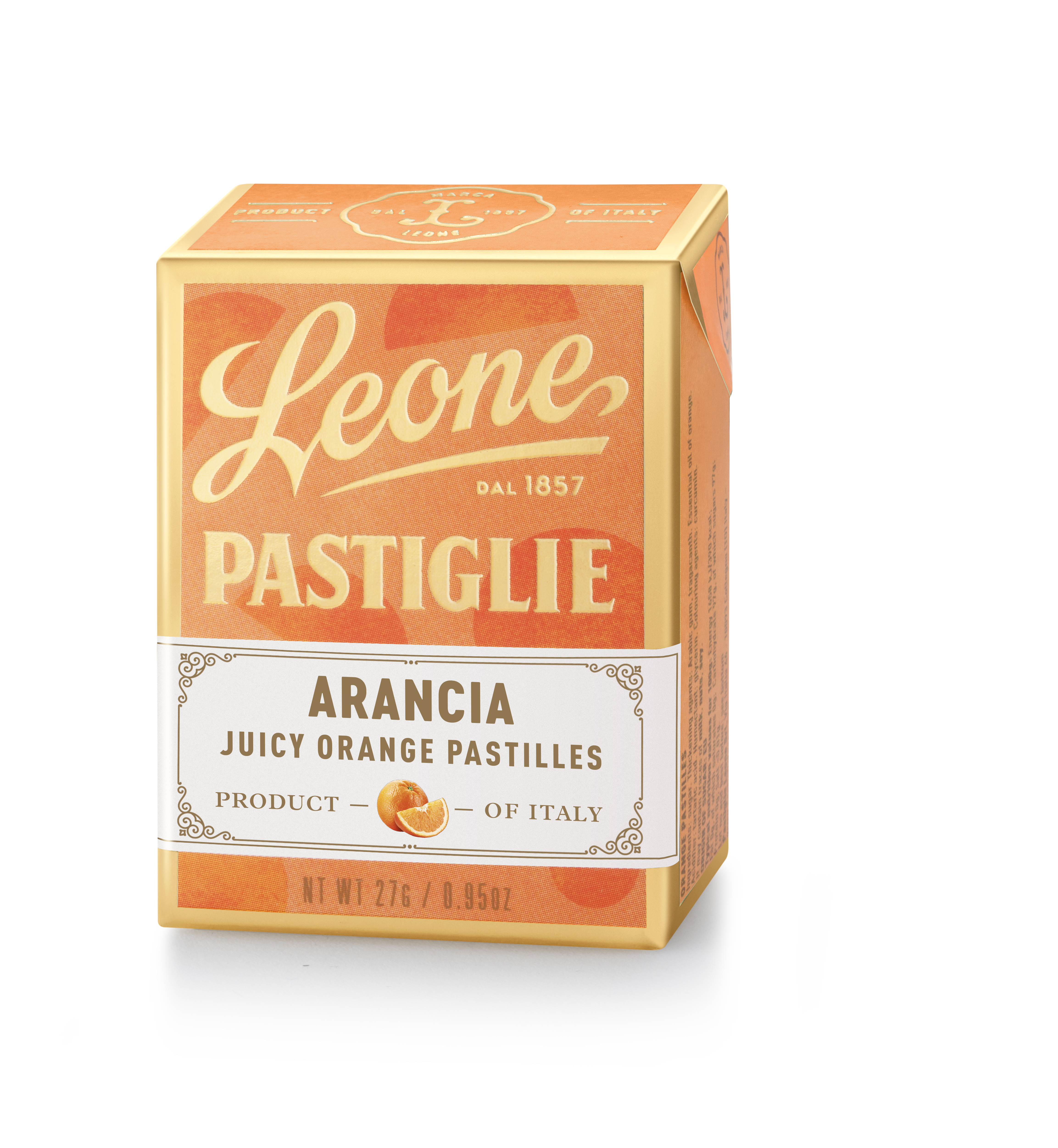 Pastiglie Leone srl - Wholesale Hard Candy - Mini display 18 boxes Orange Tablets 27g0