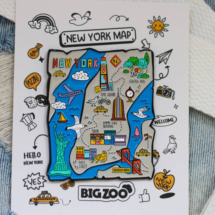 BigZoo Store - Vendita all'ingrosso Spilla da bavero - Spilla in smalto con mappa di New York City4