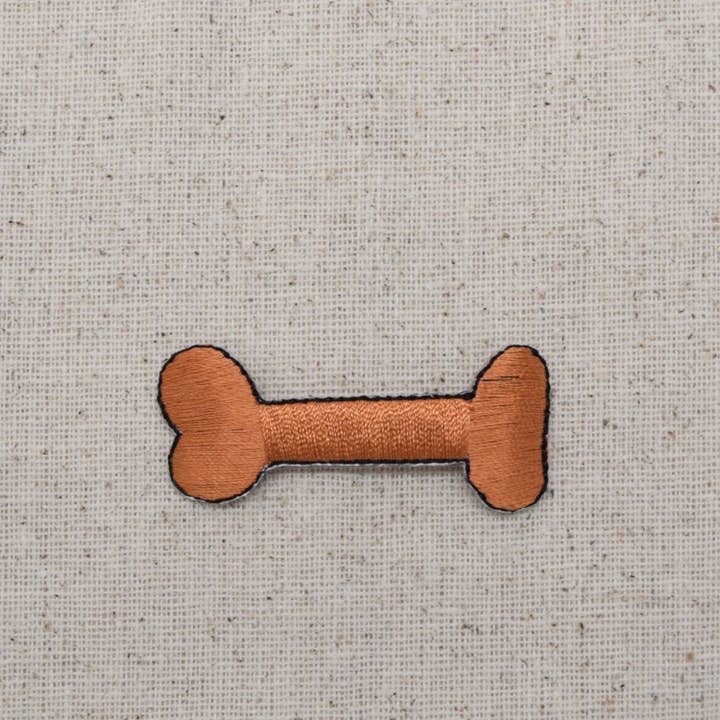 Dog Bone - 2 sizes - Brown Rawhide - Iron on Applique - Embroidered Patch for wholesale by Wholesale Applique