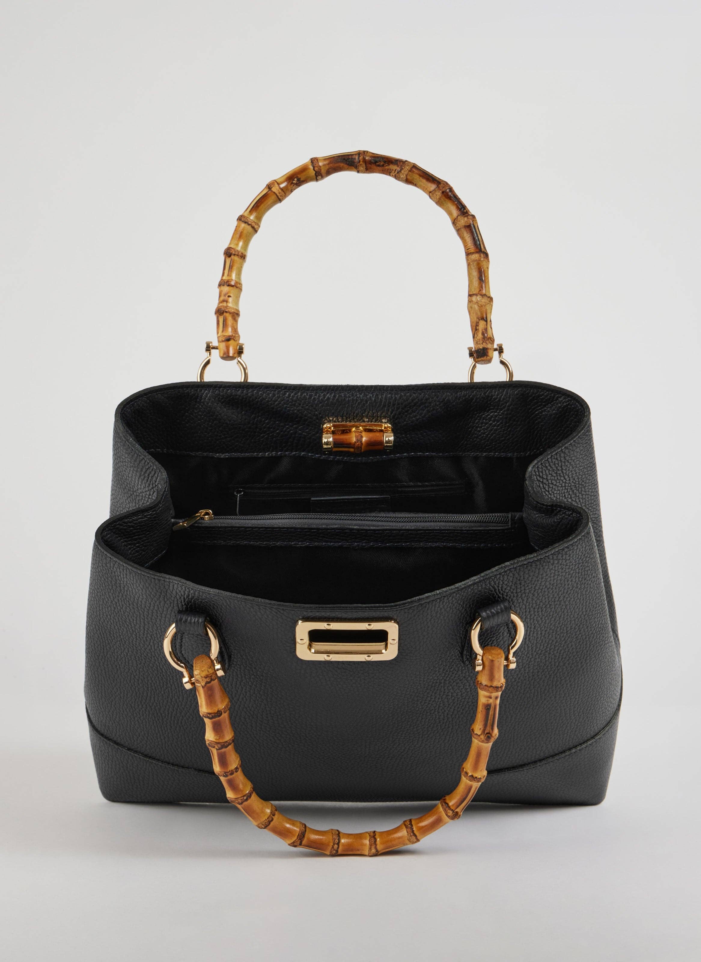Prestige Milano - Wholesale Tote Bag - Women's - Bamboo Babe Bag in Black Dollar Leather5