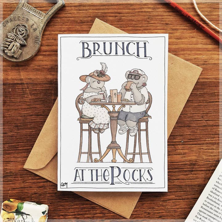 Brunch at the Rocks - Greeting Card for wholesale by Erlenmeyer Art