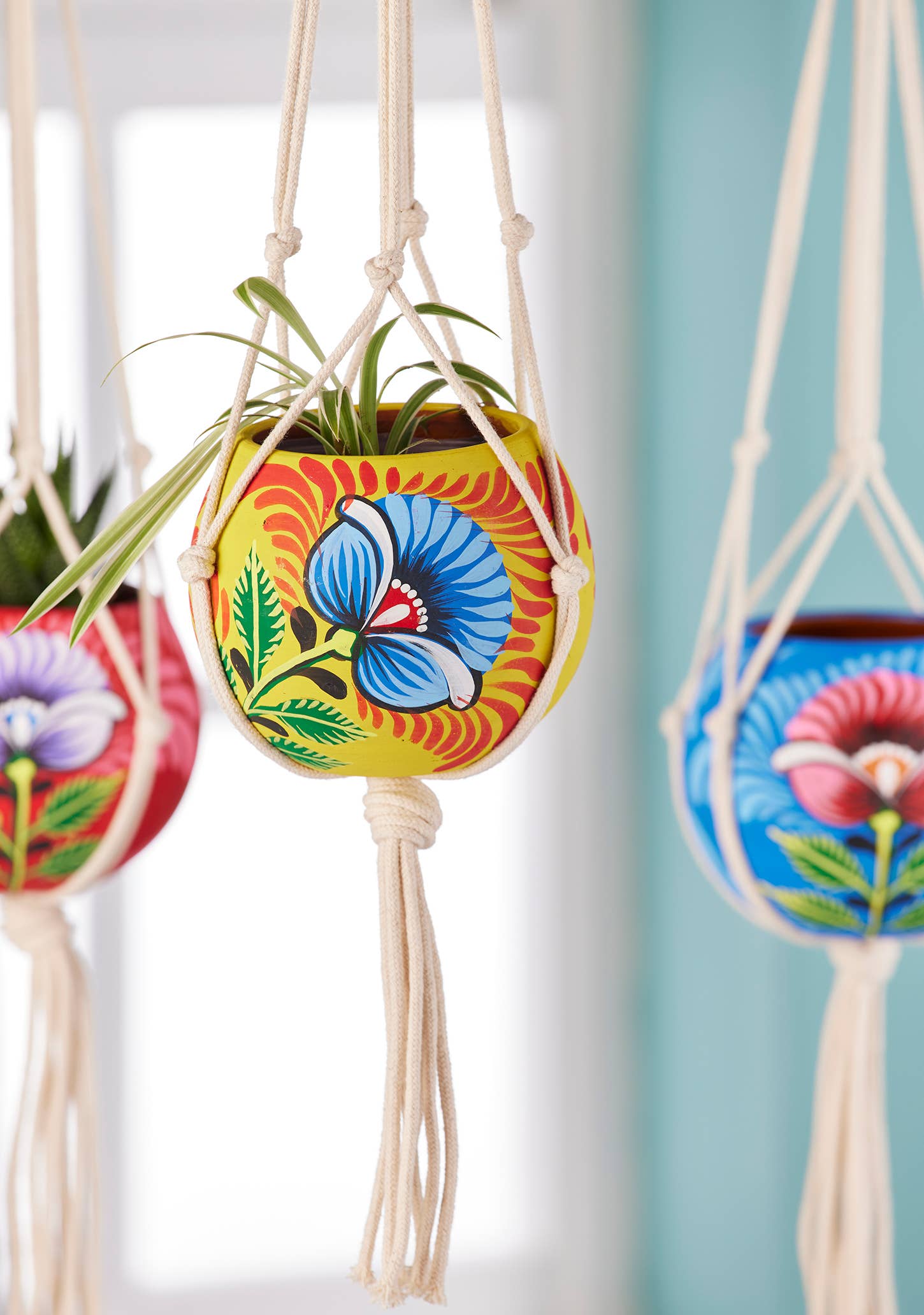 Namaste - Wholesale Hanging Planter - Shapla Handpainted Hanging Planter4