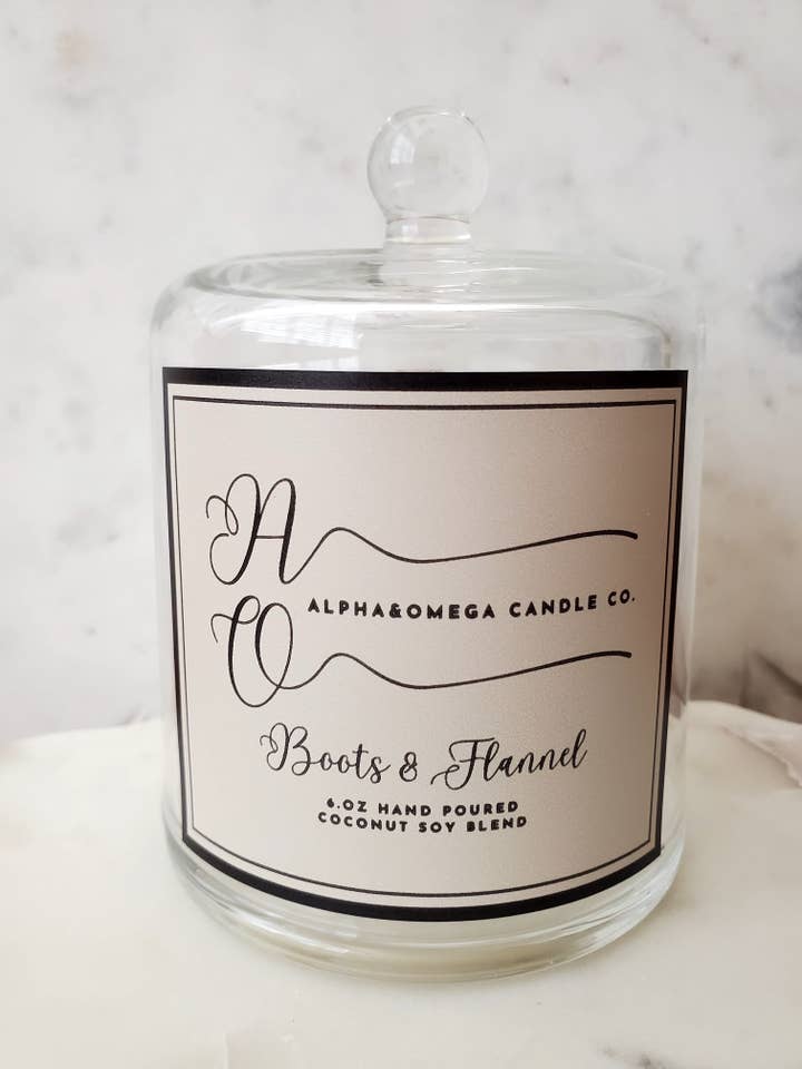 Stivali e Flanella 6 oz Miscela di Cocco e Soia per la vendita all'ingrosso da parte di Alpha & Omega Candle Co.