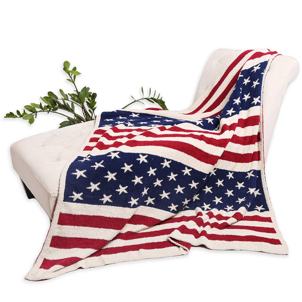 RÖD/MARINBLÅ Amerikanska flaggan Tryck Lyx Mjuk Kasta för wholesale på Faire7