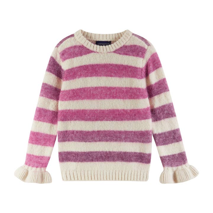 Beige Kids Striped Oatmeal Sweater & Legging Set | Purple Ombre for wholesale on Faire