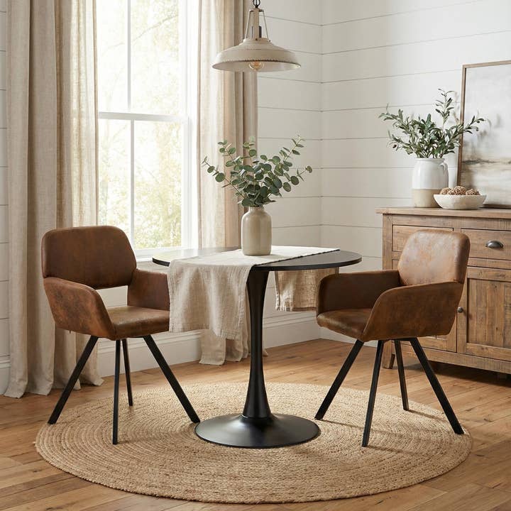 Ensemble de salle à manger Clift 3 pièces noir avec 2 chaises California, daim marron pour la vente par HOMYCASA DESIGN INC