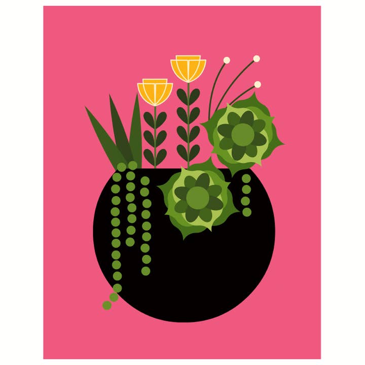 Pink Succulent Art Print for wholesale by Amber Leaders Designs